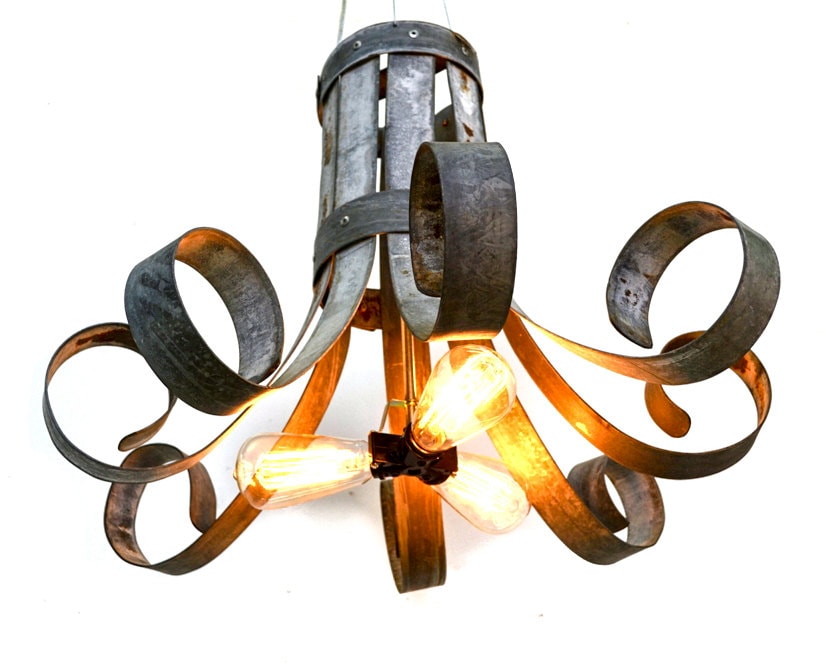Wine Barrel Ring Chandelier - Fleur - Made from retired California wine barrel rings - 100% Recycled!
