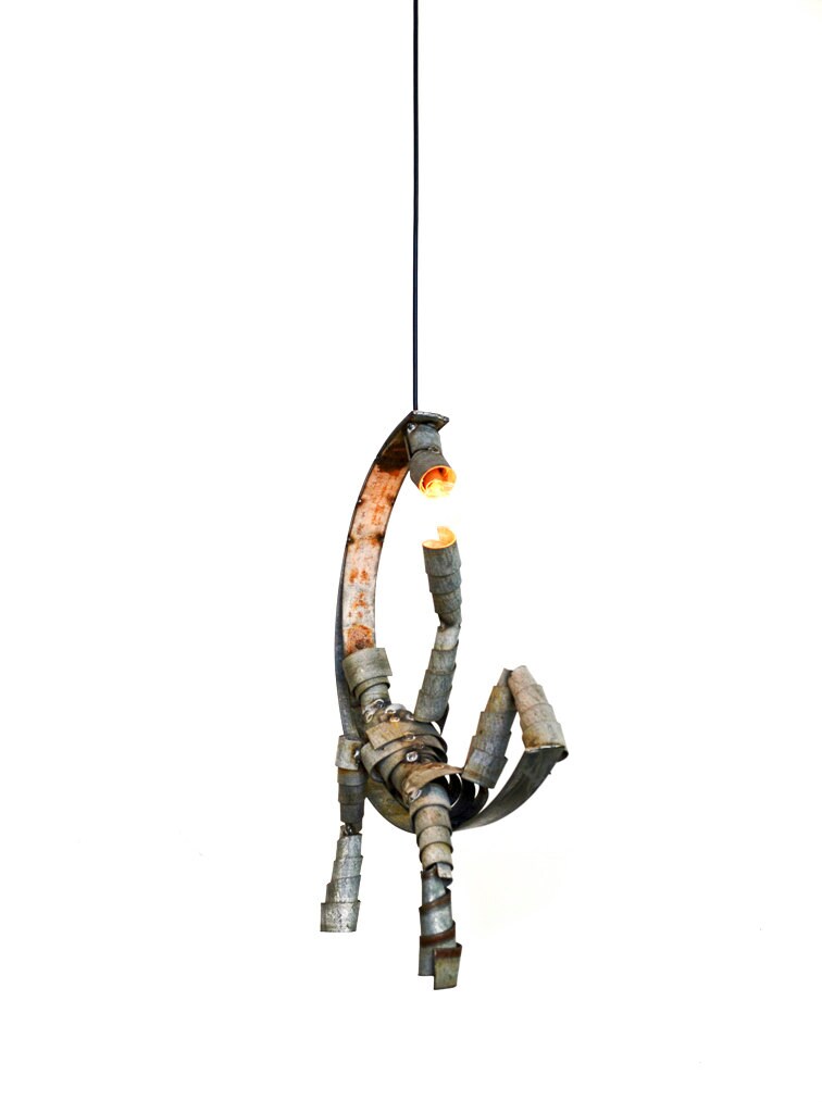 Wine Barrel Ring Hanging Light - Man on the Moon - Made from retired CA wine barrel rings - 100% Recycled!