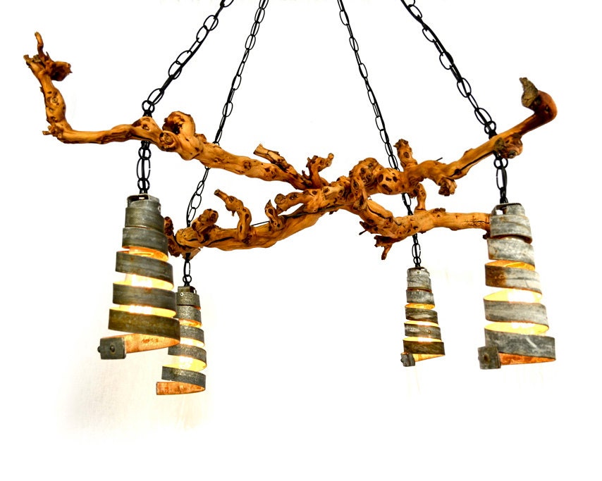 Grapevine Wine Barrel Ring Chandelier - Dolcetto - Made from retired California grapevines. 100% Recycled!