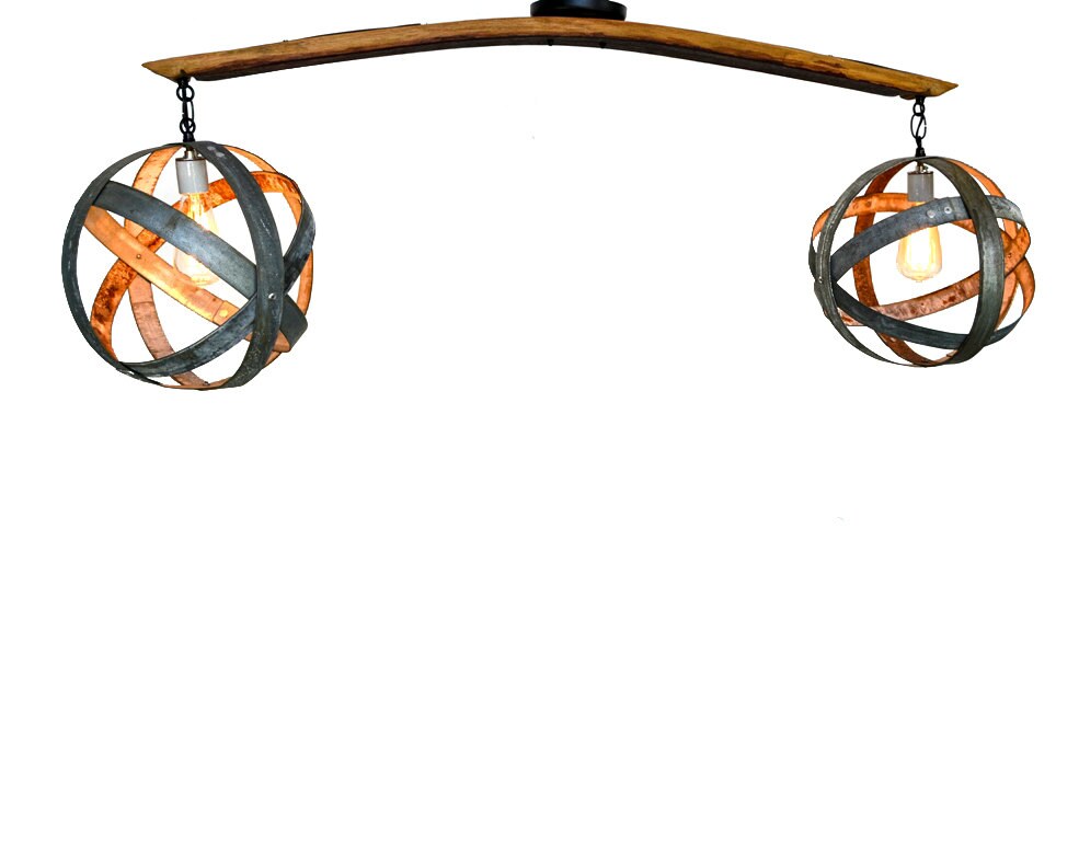 Wine Barrel Chandelier - Dualize - Made from retired California wine barrel staves and rings. 100% Recycled!