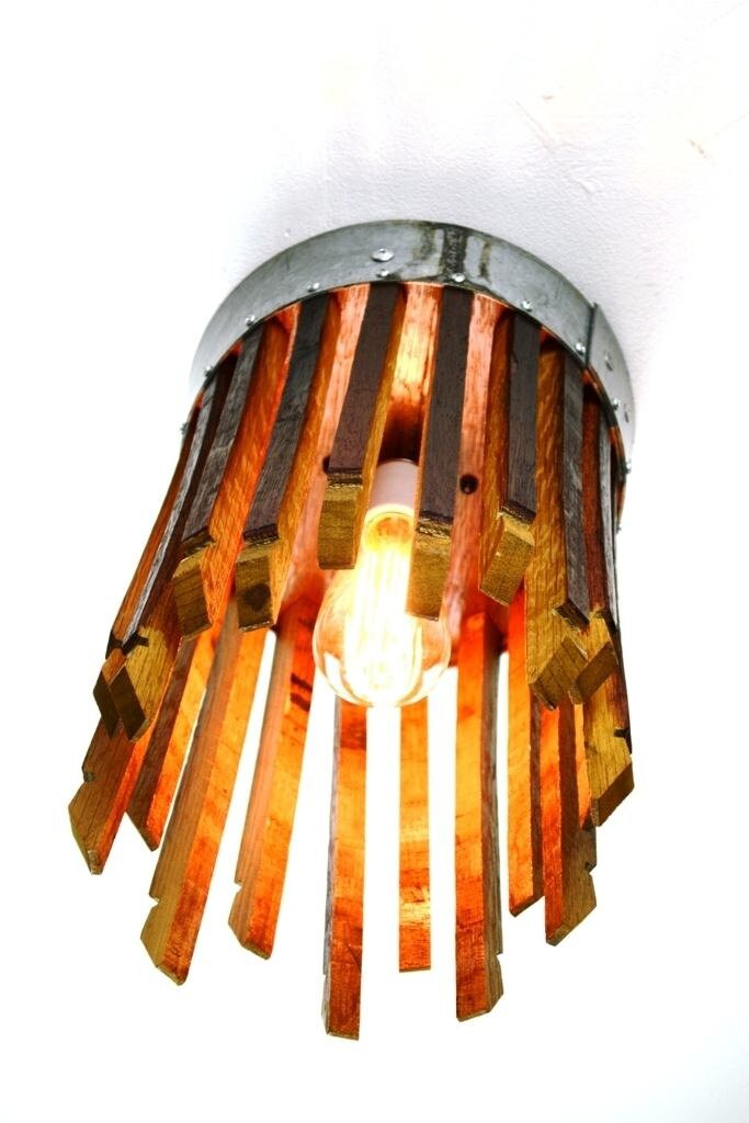 Wine Barrel Stave Flush Mount Light - Colonnade - Made from retired California wine barrels. 100% Recycled!