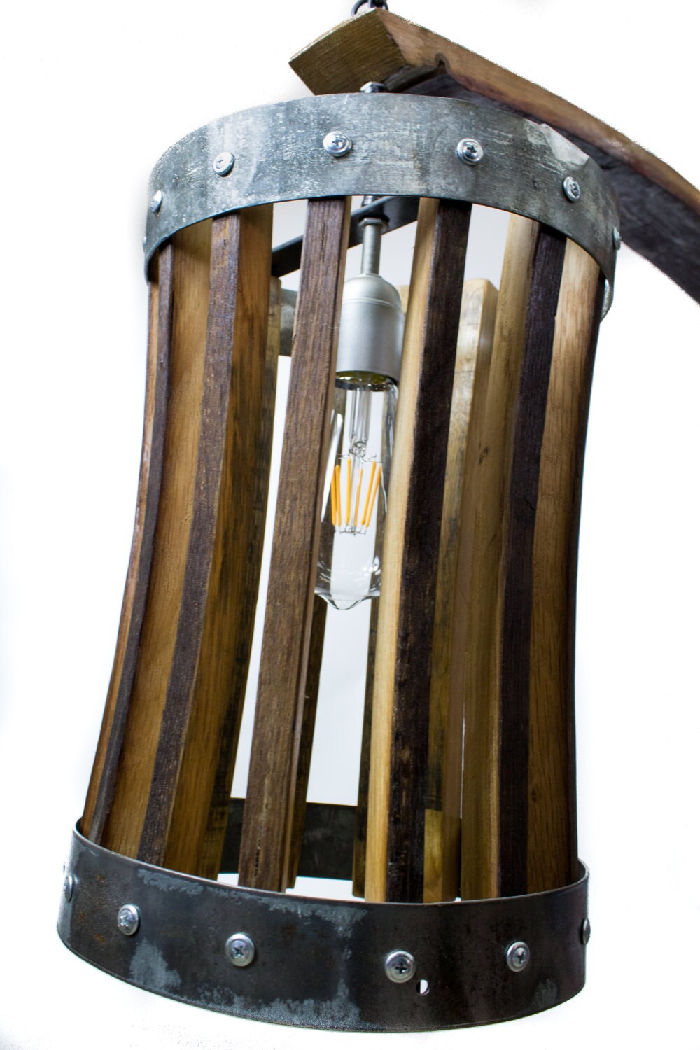 Wine Barrel Chandelier - Double Pannier - Made from retired California wine barrels. 100% Recycled!