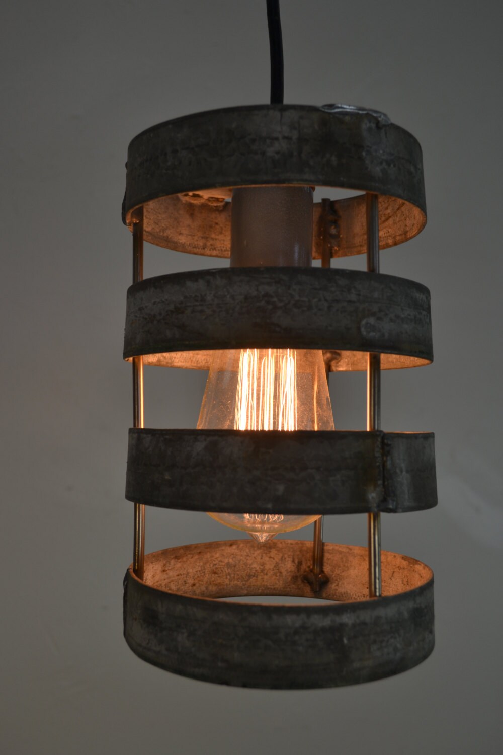 Wine Barrel Ring Cylinder Pendant Light - Lidara - Made from retired CA wine barrel rings 100% Recycled!