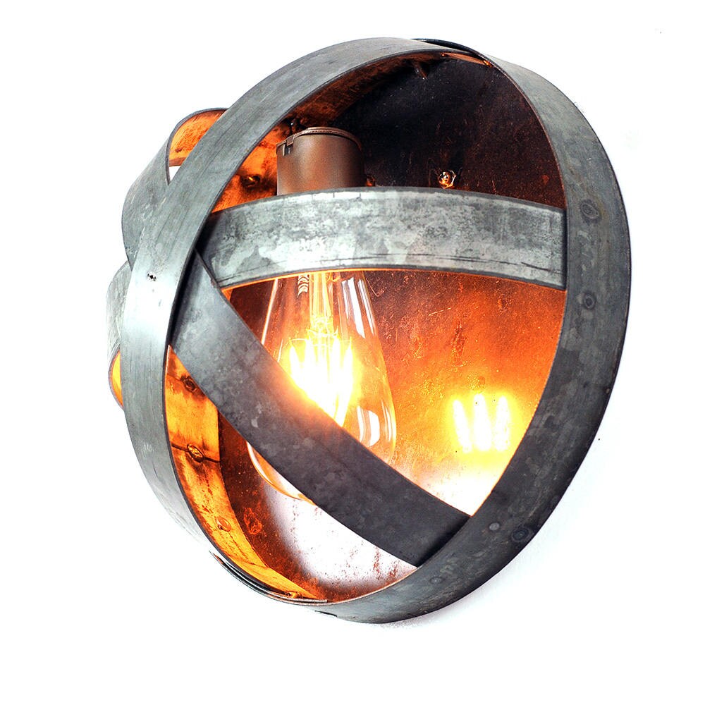 Wine Barrel Sconce - Arc - Made from retired California wine barrel rings. 100% Recycled!