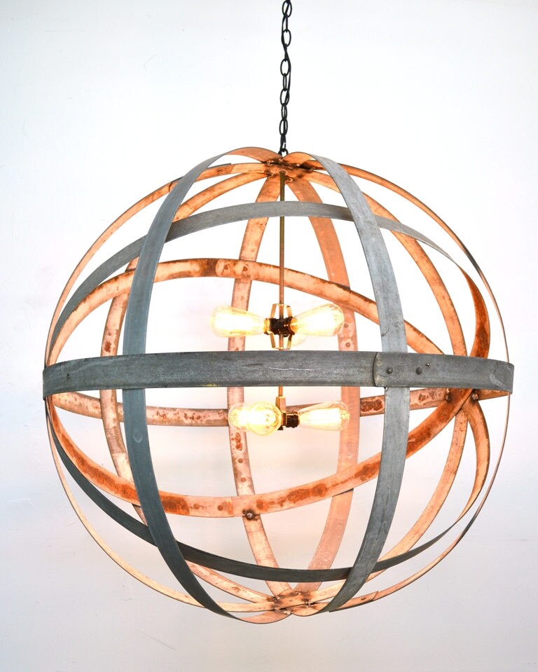 Wine Barrel Ring Chandelier - Colossus - Made from retired California wine barrel rings. 100% Recycled!