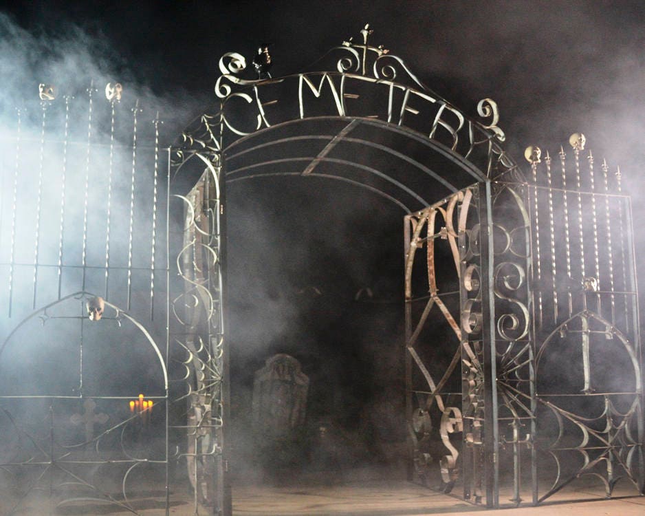 Halloween Decor - Cemetery Arch - made from Retired CA wine barrel rings steel