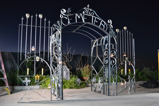 Halloween Decor - Cemetery Arch - made from Retired CA wine barrel rings steel