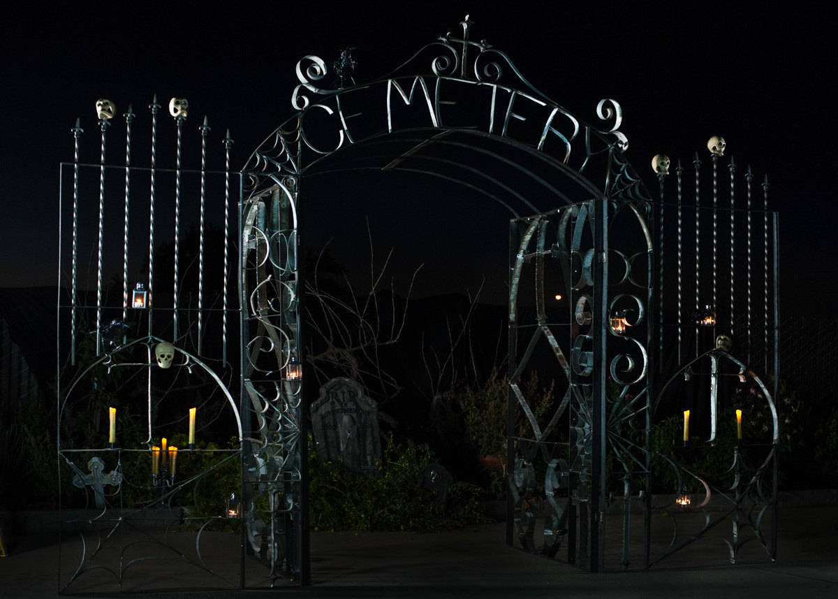 Halloween Decor - Cemetery Arch - made from Retired CA wine barrel rings steel