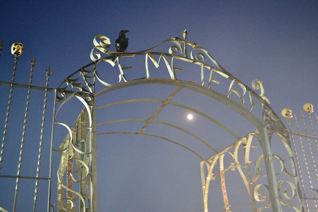 Halloween Decor - Cemetery Arch - made from Retired CA wine barrel rings steel