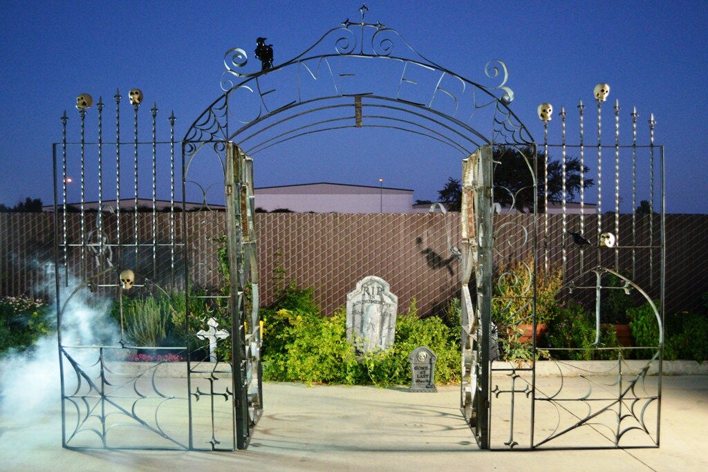 Halloween Decor - Cemetery Arch - made from Retired CA wine barrel rings steel