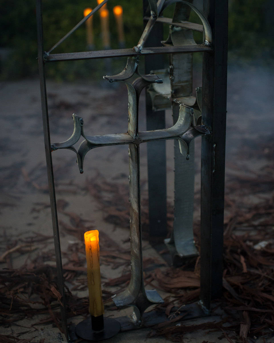 Halloween Decor - Cemetery Arch - made from Retired CA wine barrel rings steel