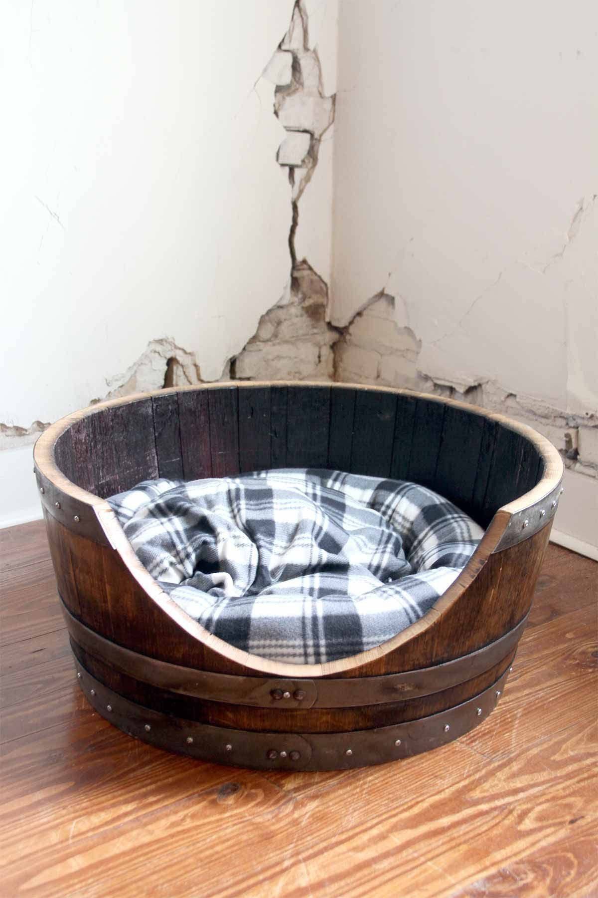 Wine Barrel Pet Bed - Torpor - Made from reclaimed California wine barrels. 100% Recycled!