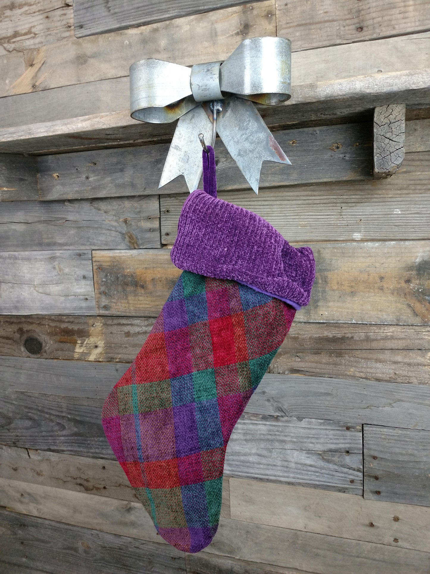 Wine Barrel Ring Bow Stocking Holder - Totini - Made from retired California wine barrel rings. 100% Recycled!