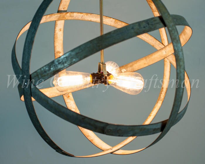 Wine Barrel Ring Chandelier - Premier - Made from retired California wine barrel rings. 100% Recycled!