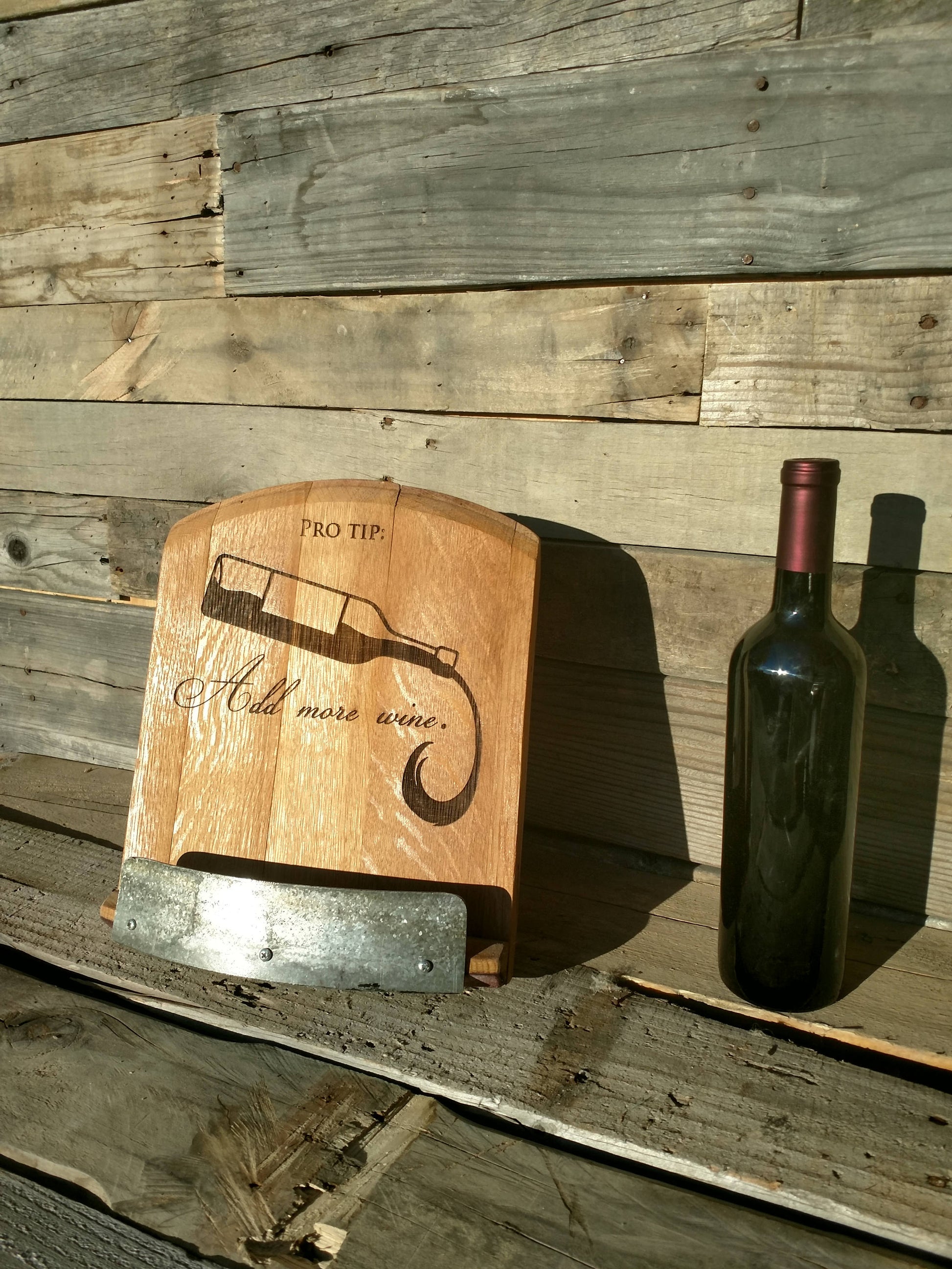 Wine Barrel Cookbook Stand and Tablet Holder - Tuki - Made from reclaimed wine barrels. 100% Recycled!