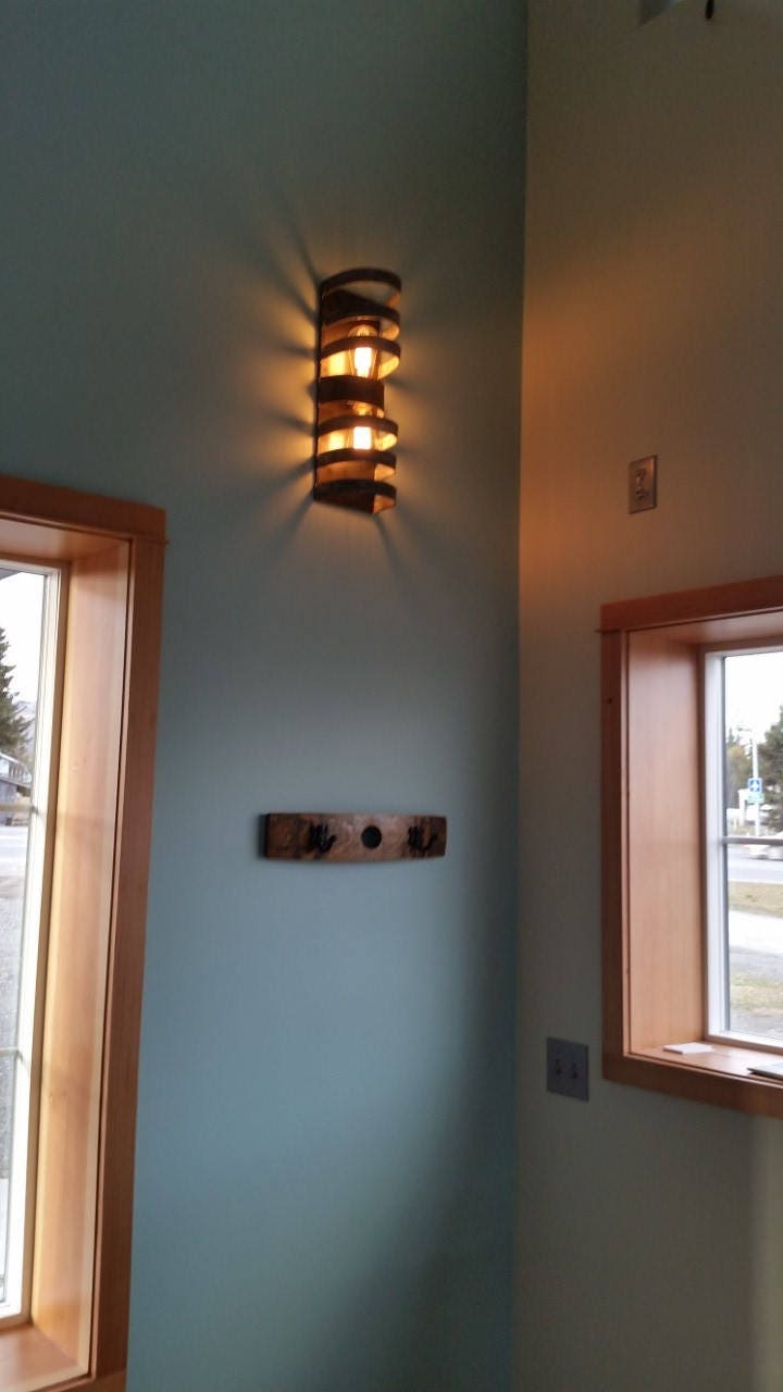 Wine Barrel Wall Sconce - Minaret - Made from salvaged California wine barrel rings - 100% Recycled!