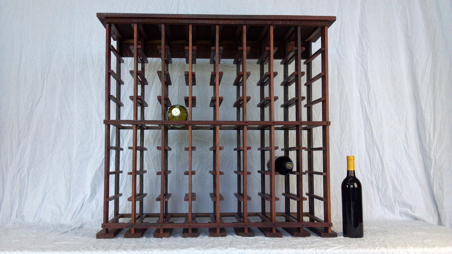 Wall Hanging Wine & Glass Rack "Touraine" Reclaimed Napa Wine Tank Staves WINE RACK Collection