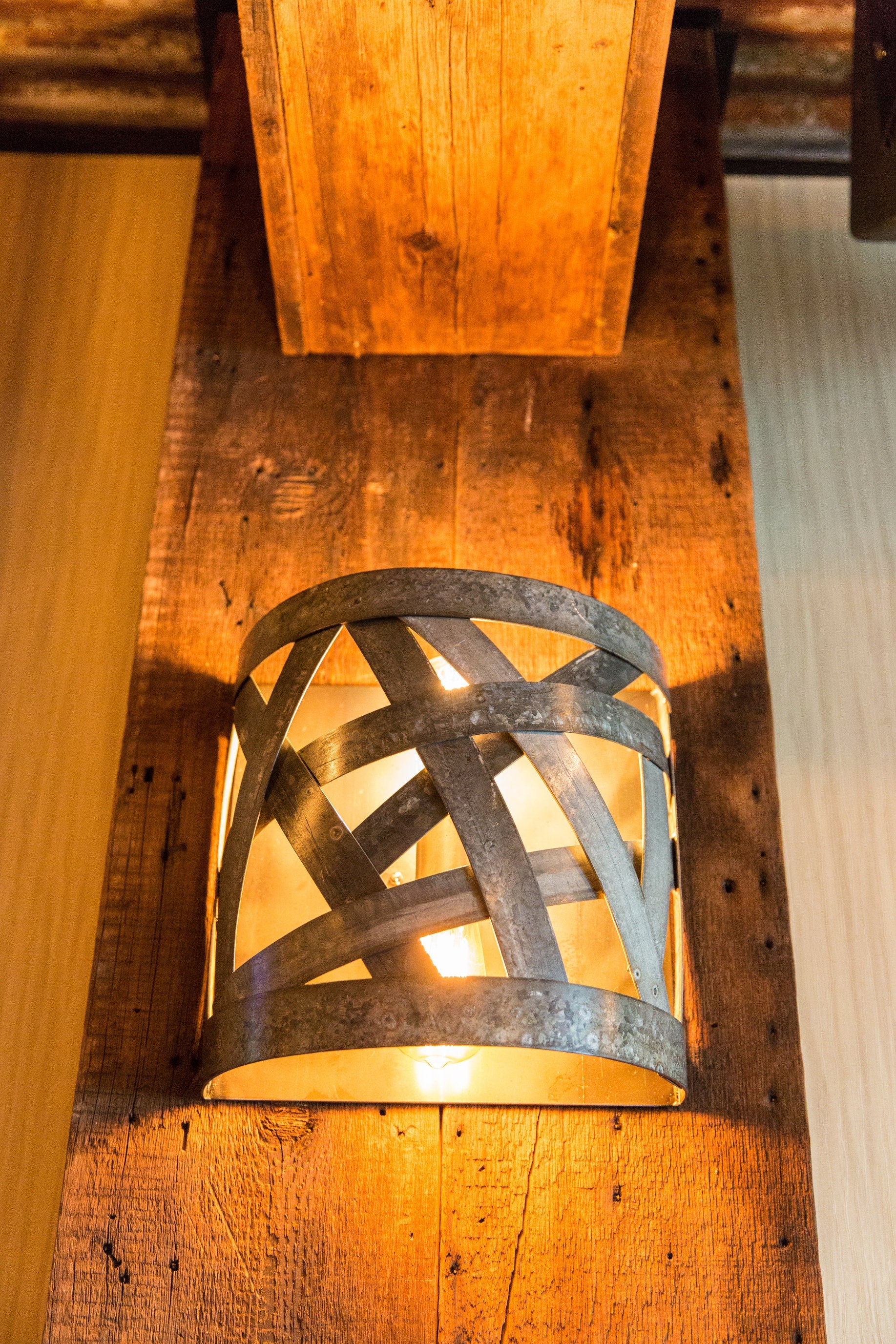 Wine Barrel Wall Sconce - Aerie - Made from retired California wine barrel rings. 100% Recycled!