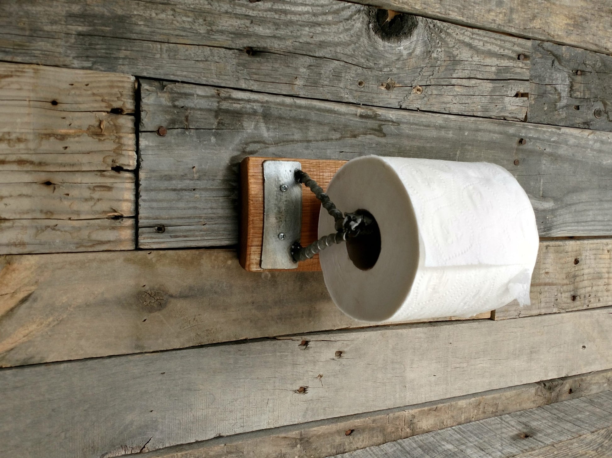 Wine Barrel Toilet Paper Holder - Spirale - Retired Napa Oak & Steel