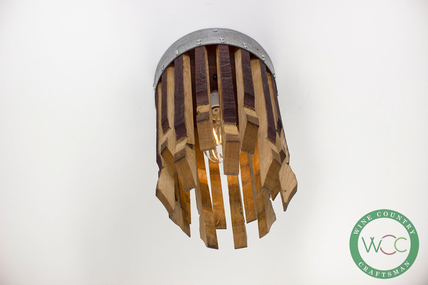 Wine Barrel Stave Flush Mount Light - Colonnade - Made from retired California wine barrels. 100% Recycled!