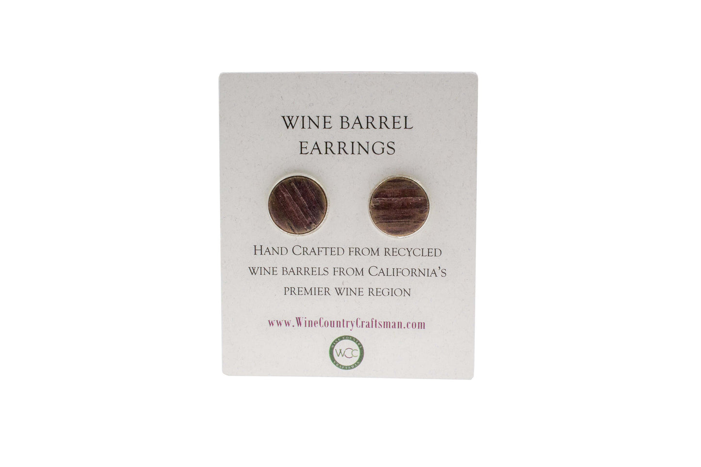 Wine Stave Stud Earrings - Studs - Made from reclaimed California wine barrels. 100% Recycled!