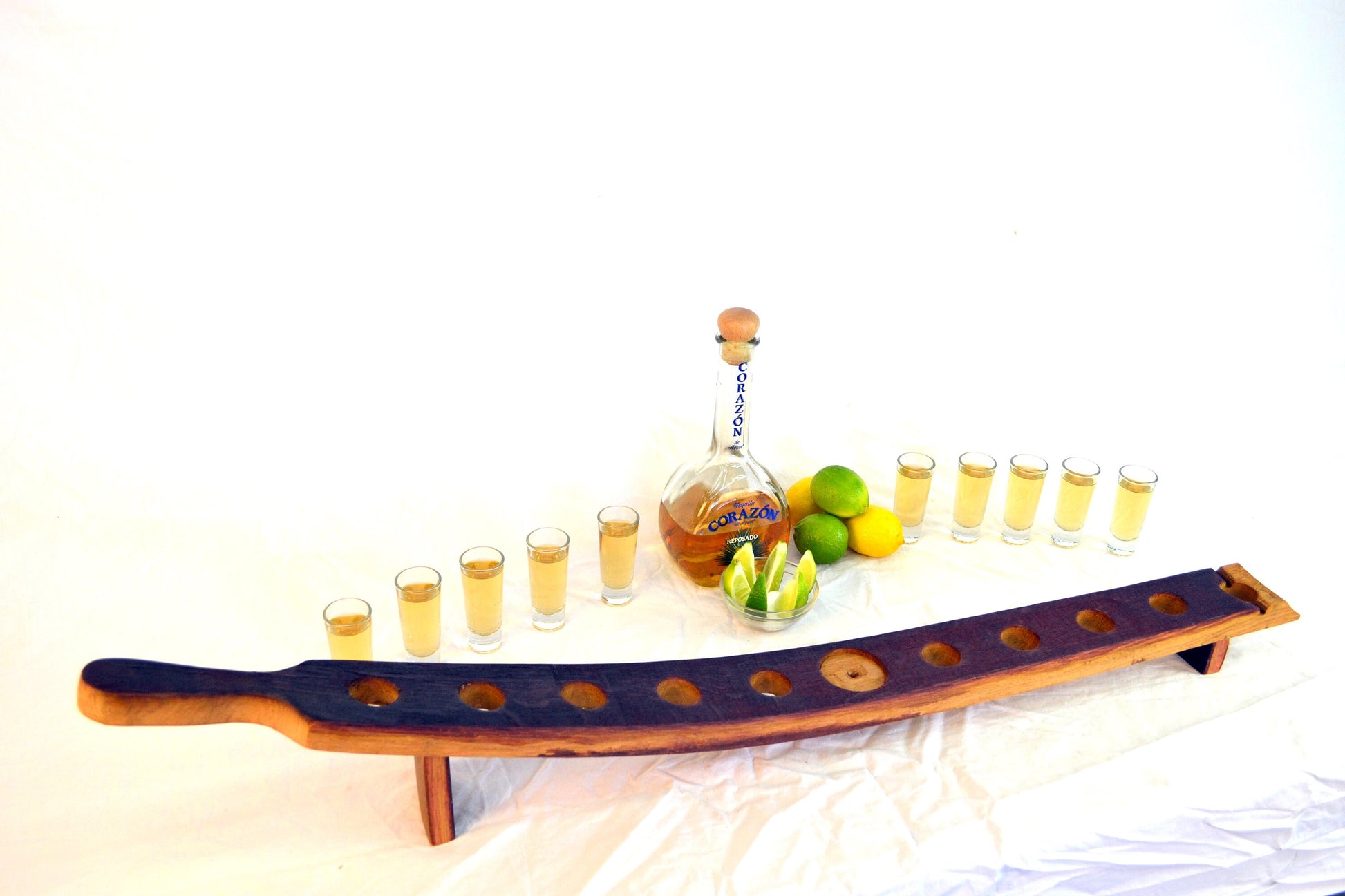 Tequila Serving Sampler Tray - Kumiko - made from retired CA wine barrels. 100% Recycled!!