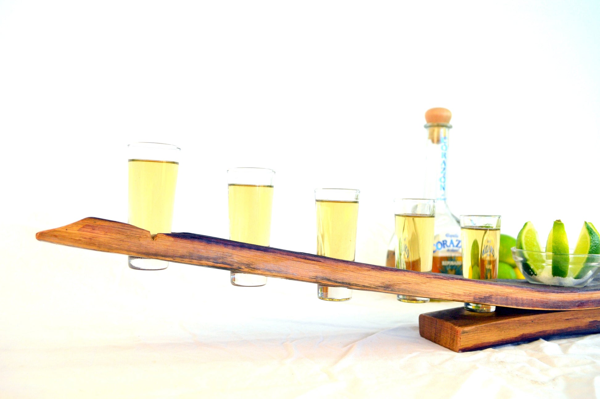 Tequila Flight Sampler - Kumi - 10 glass sampler made from retired CA wine barrels. 100% Recycled!