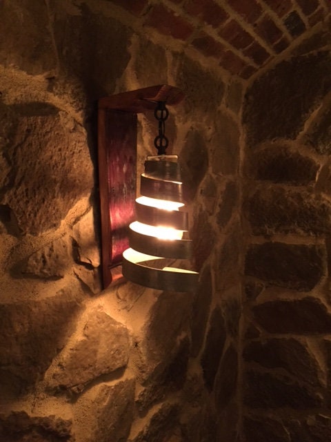 Wine Barrel Wall Sconce - Petite - Made from retired Napa wine barrels. 100% Recycled!
