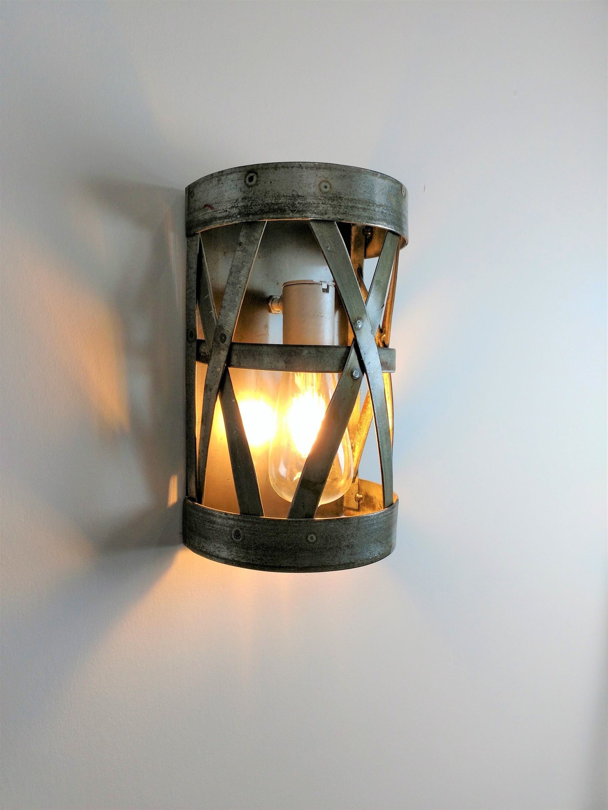 Wine Barrel Wall Sconce - Ozara - Made from retired California wine barrel rings. 100% Recycled!