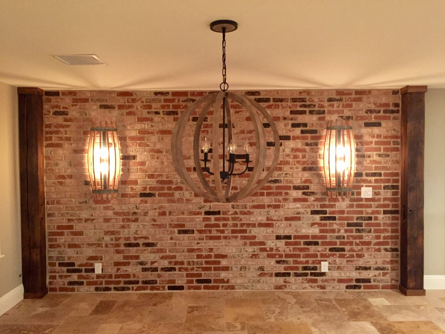 Wine Barrel Stave Wall Sconce - Half Catch - Made from retired California wine barrels and rings. 100% Recycled!