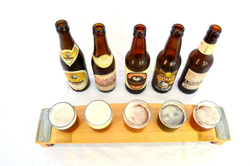 Barrel Stave Beer Flight - Saraba - Made from retired California wine barrels. 100% Recycled!