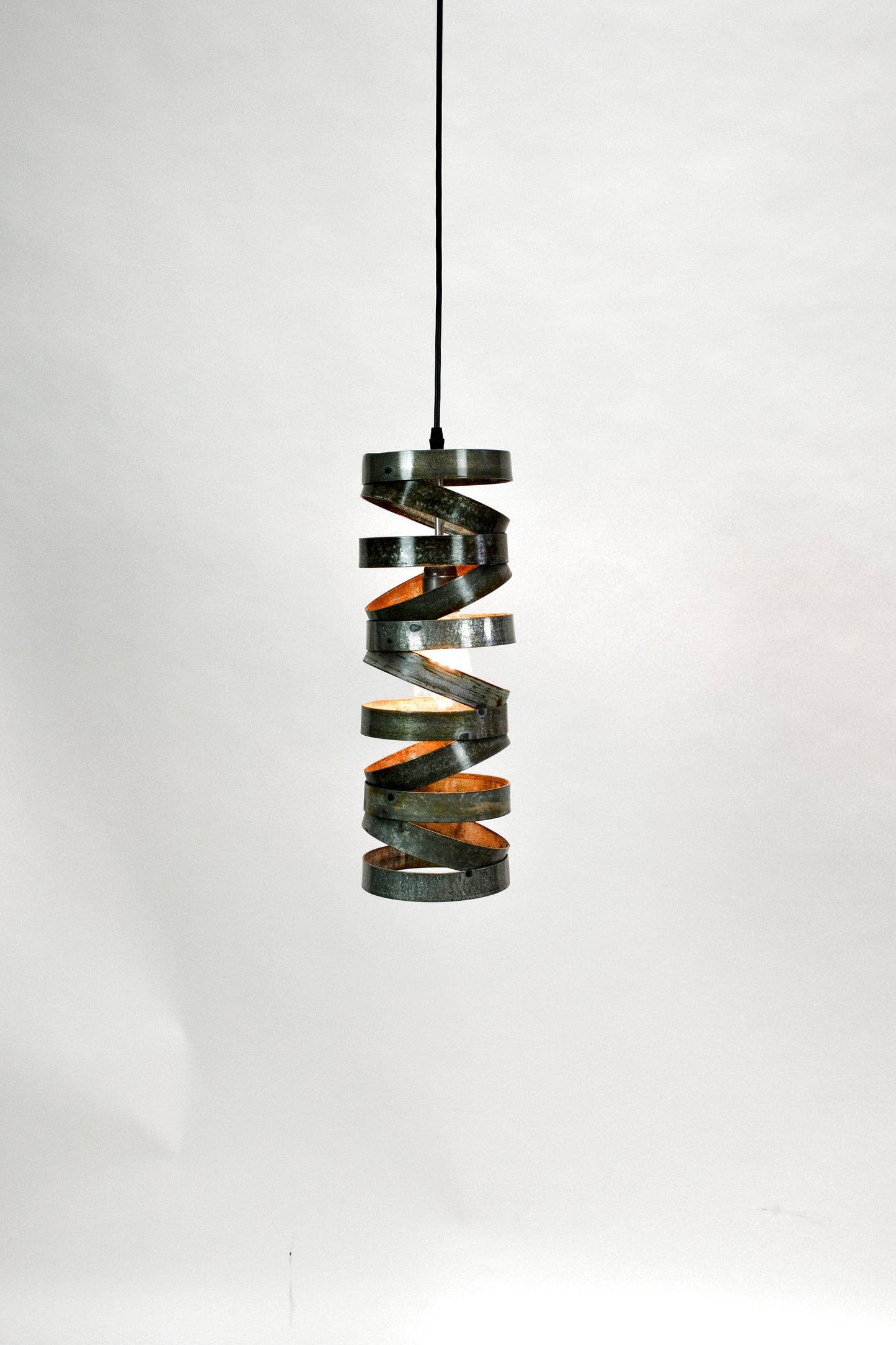 Wine Barrel Ring Pendant Light - VITALI Collection - "Menara" - made from salvaged Napa wine barrel rings - 100% Recycled!