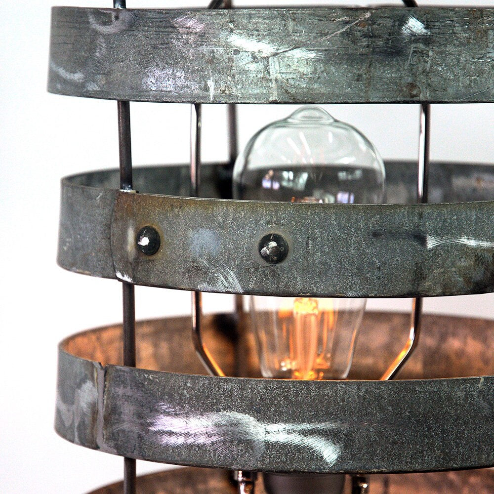 Wine Barrel Ring Table / Desk Lamp - Tanti - Made from retired California wine barrel rings. 100% Recycled!