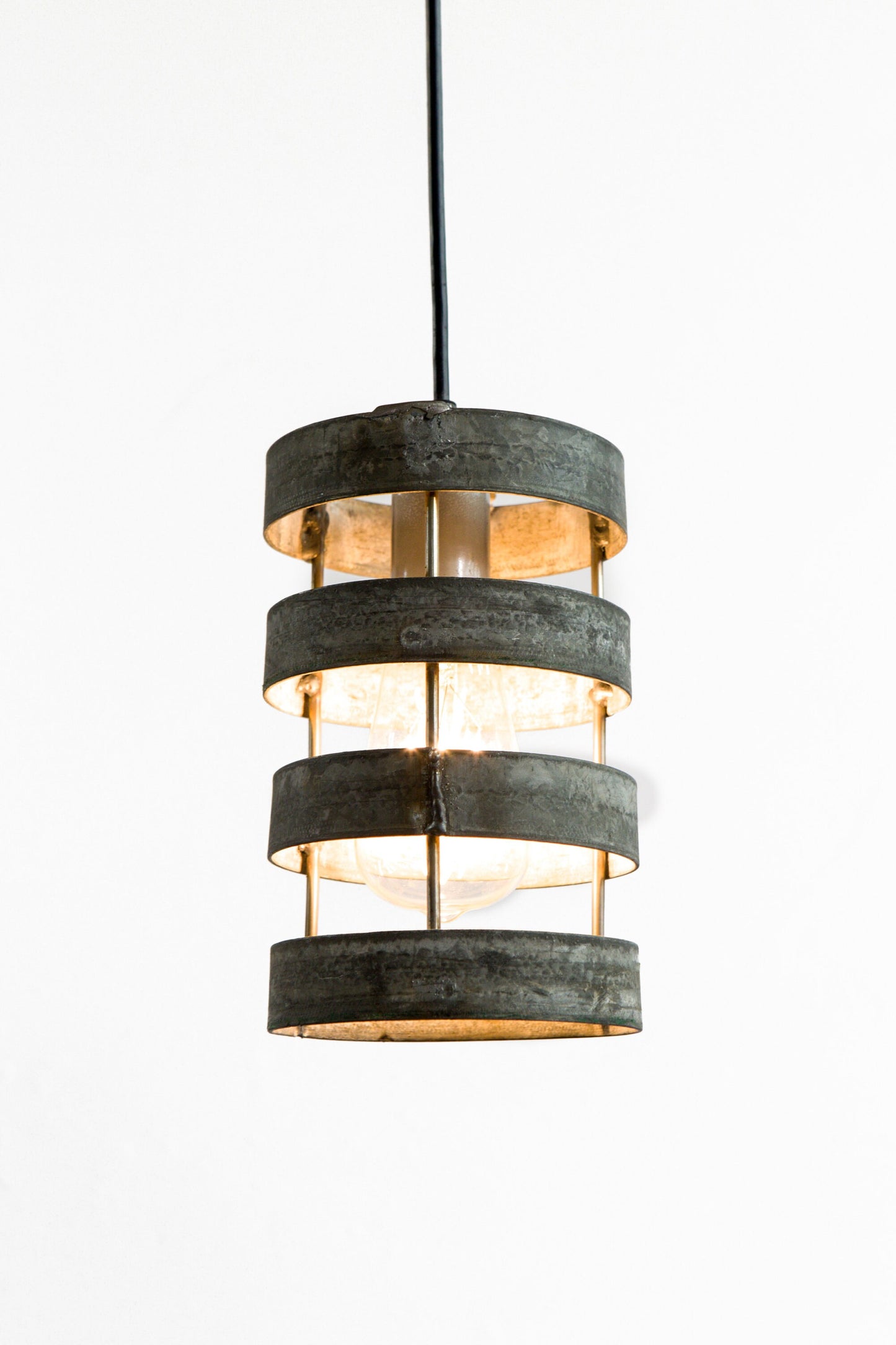 Wine Barrel Ring Cylinder Pendant Light - Lidara - Made from retired CA wine barrel rings 100% Recycled!