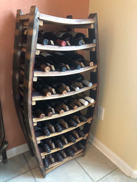 Large Narrow Wine Rack - Medoc - Made from retired California wine barrels - 100% Recycled!