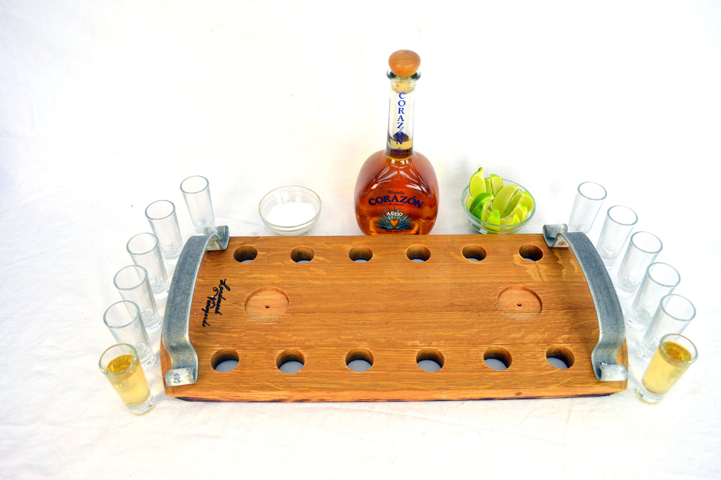 Tequila Sampler Tray - Zabava - Made from retired California wine barrels. 100% Recycled!