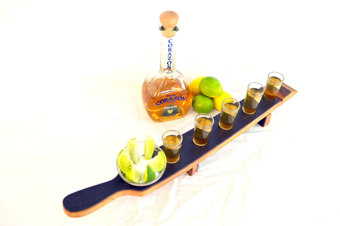 Barrel Stave Tequila Tray - Quinque - Made from retired California wine barrels 100% Recycled!