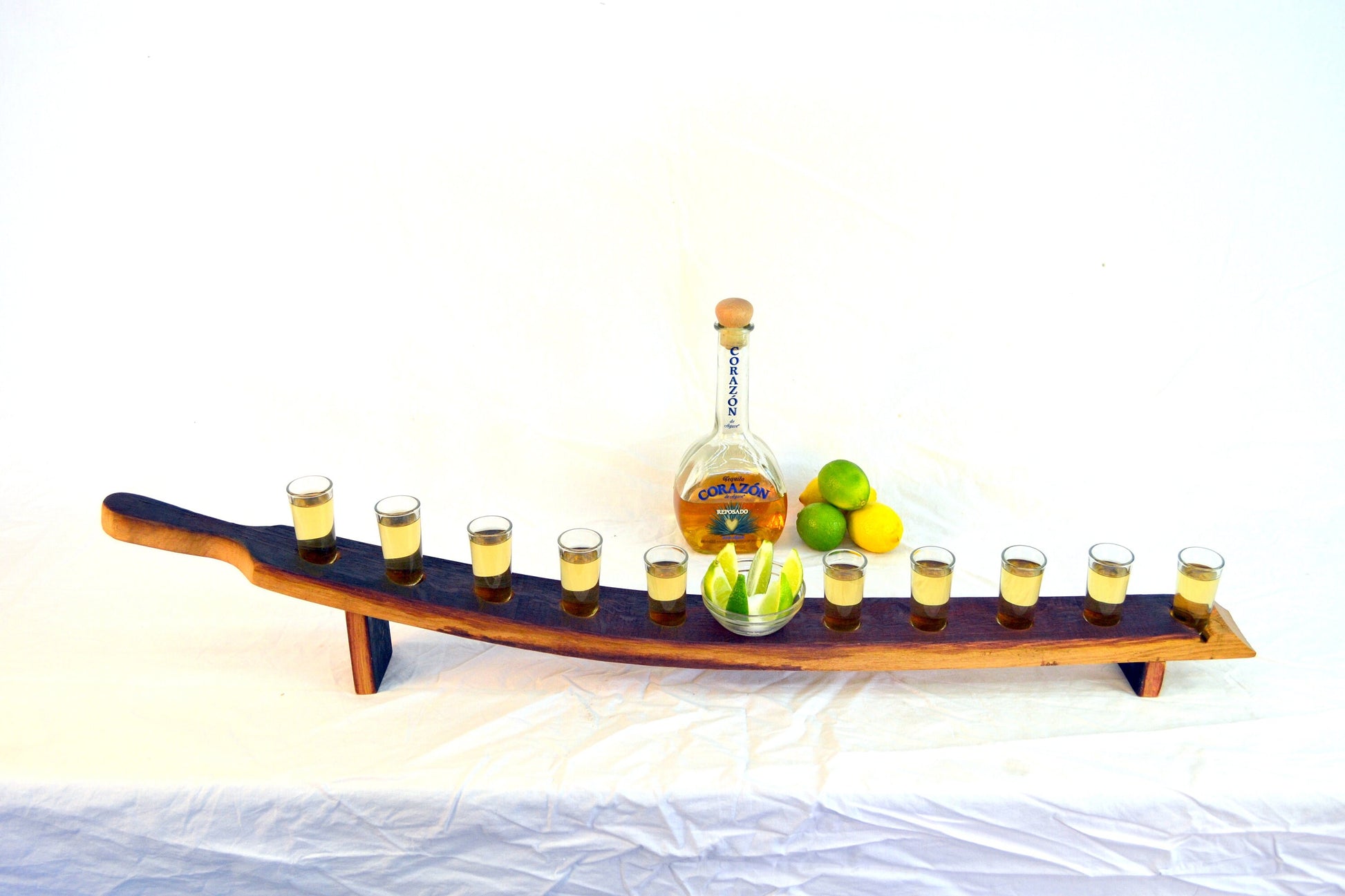 Tequila Serving Sampler Tray - Kumiko - made from retired CA wine barrels. 100% Recycled!!