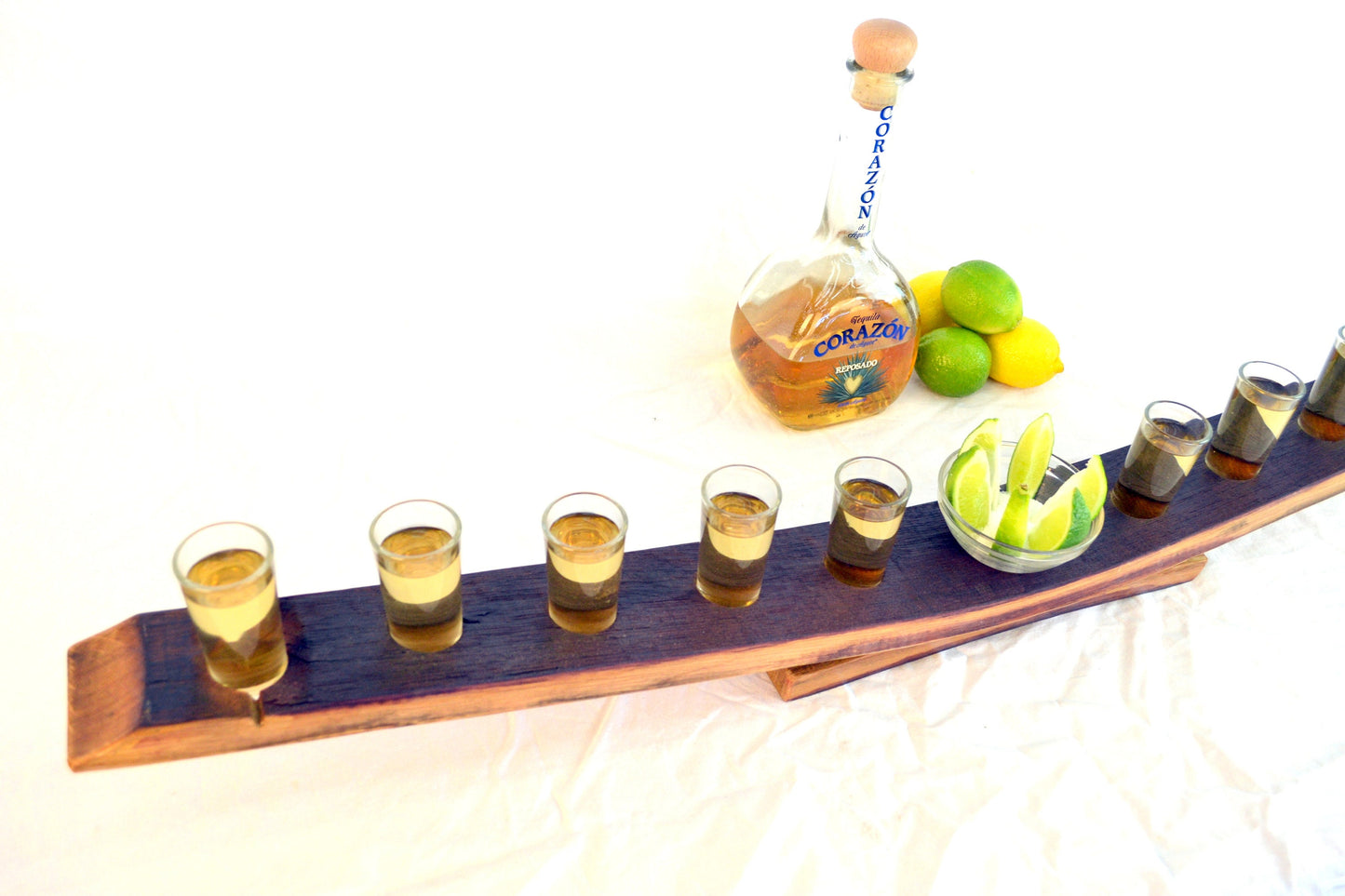 Tequila Flight Sampler - Kumi - 10 glass sampler made from retired CA wine barrels. 100% Recycled!