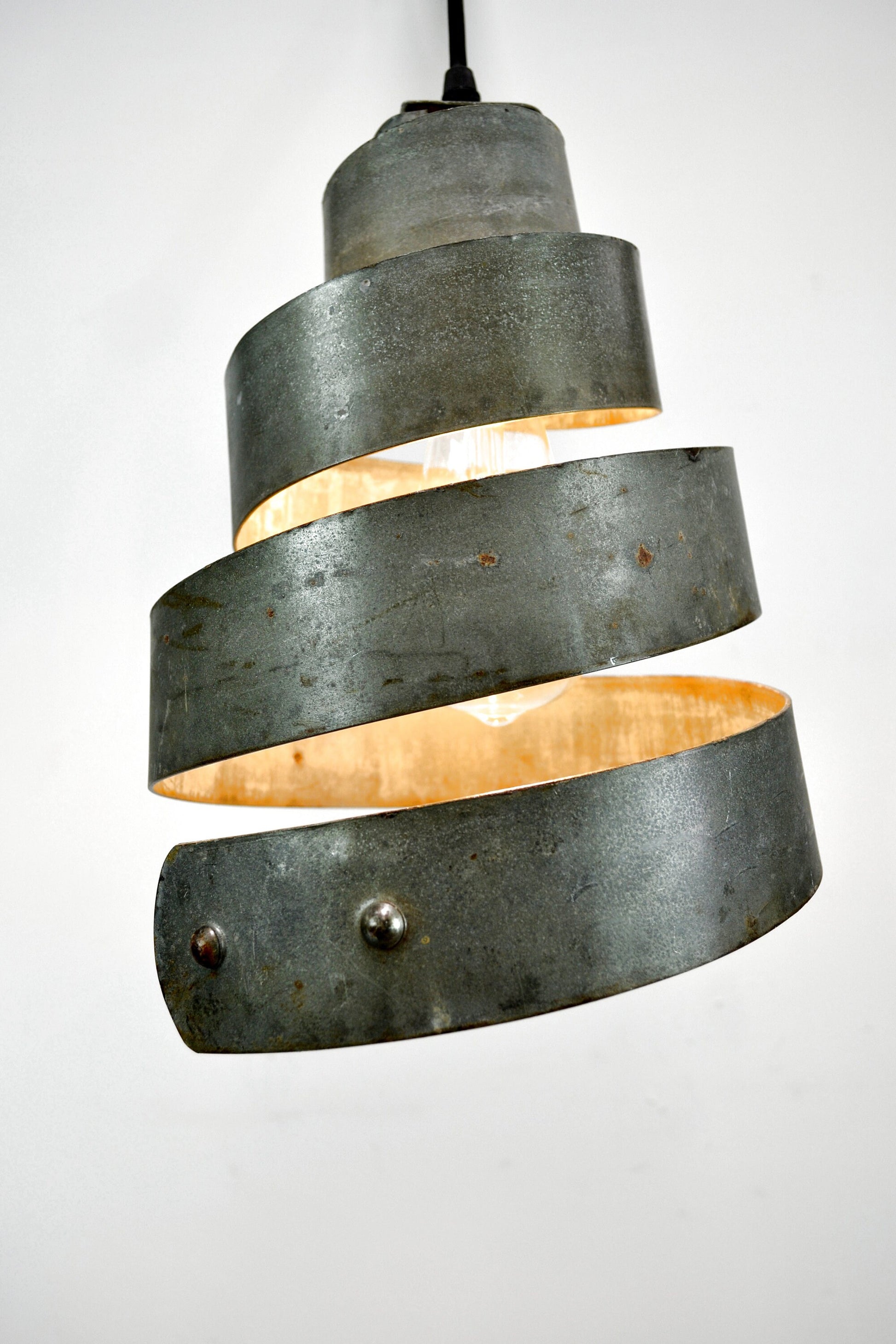 Wine Barrel Ring Pendant Light - Lavaliere - Made from Retired California wine barrel rings 100% Recycled!