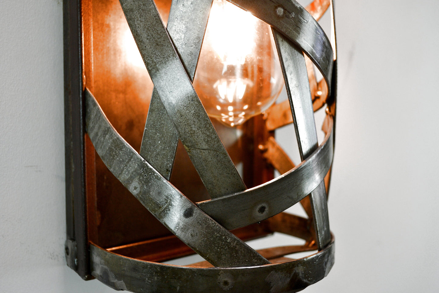 Wine Barrel Ring Wall Sconce or Vanity Light - Dobar - Made from retired CA wine barrel rings 100% Recycled!