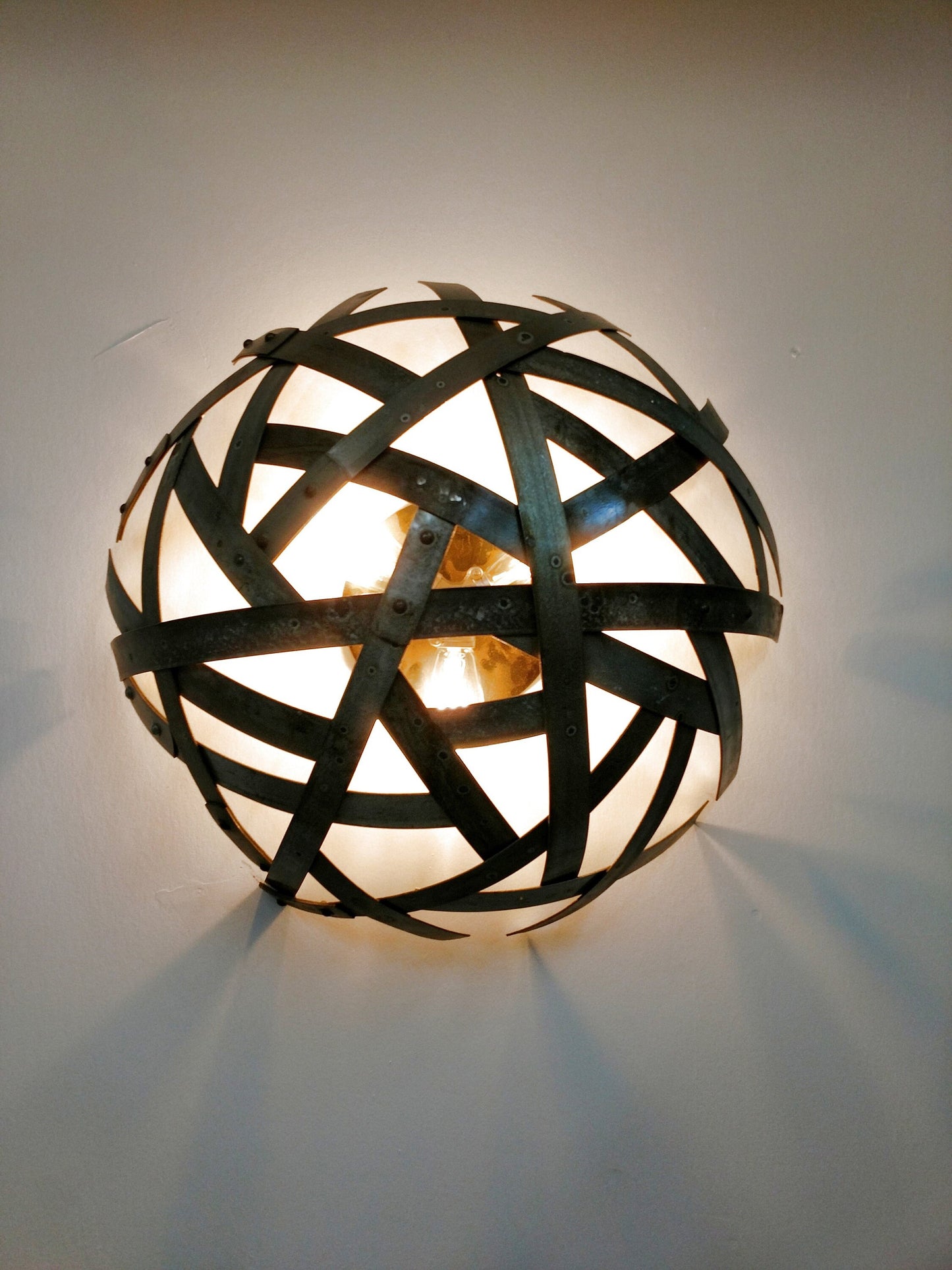 Wine Barrel Ring Sconce or Flush Mount Light - Kansi - Made from retired CA wine barrel rings. 100% Recycled!
