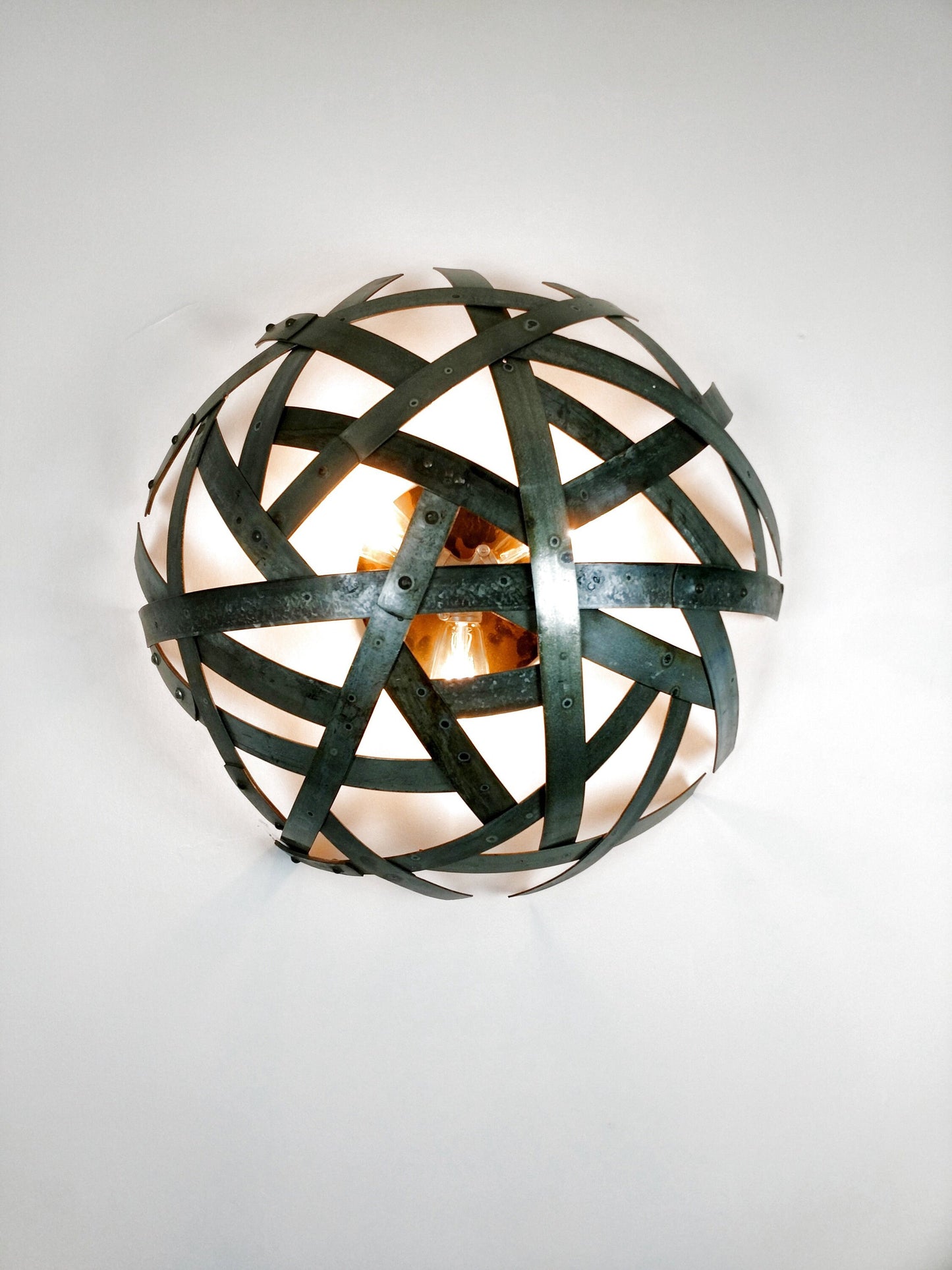 Wine Barrel Ring Sconce or Flush Mount Light - Kansi - Made from retired CA wine barrel rings. 100% Recycled!