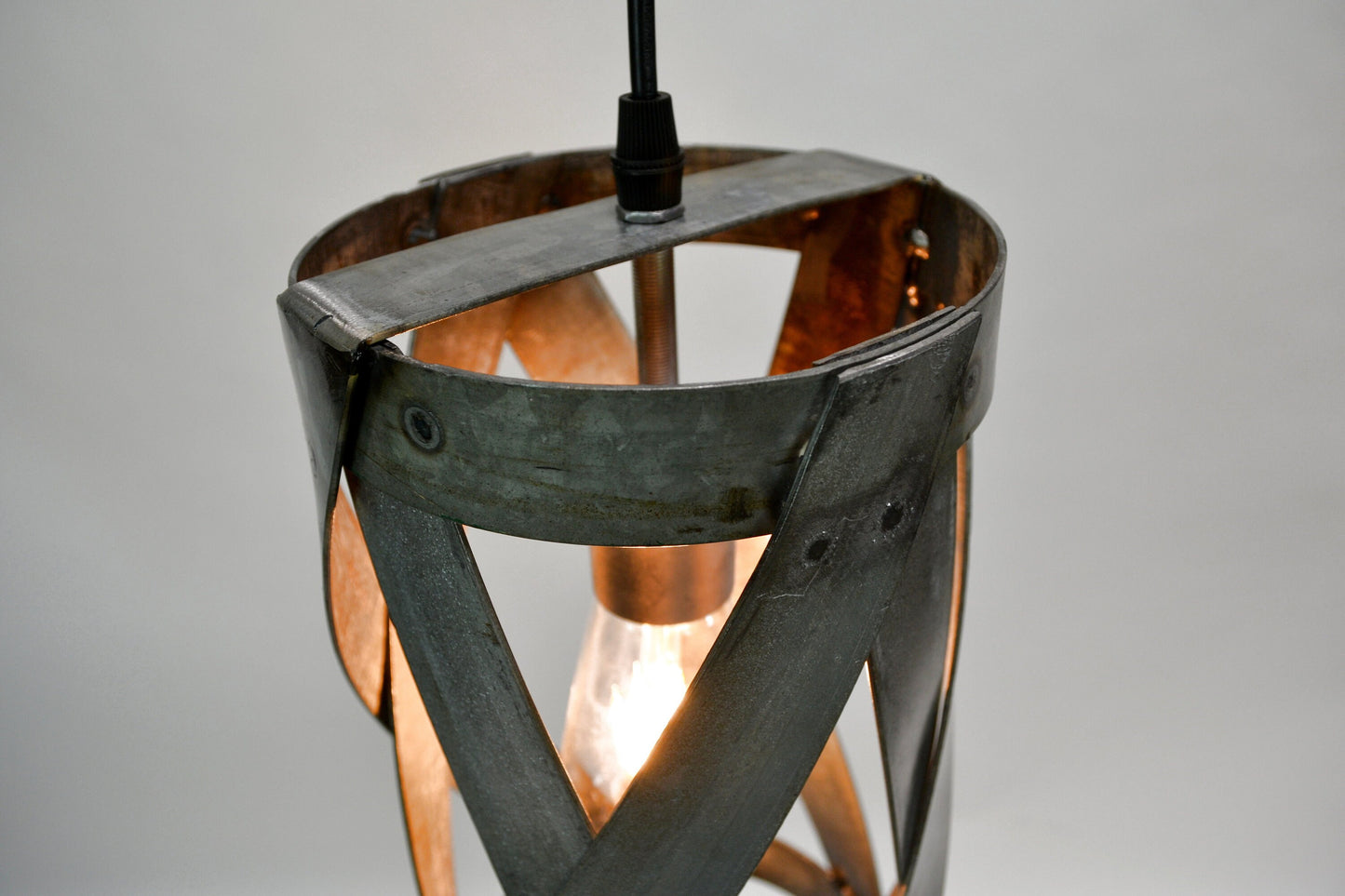 Wine Barrel Ring Swirl Pendant Light - Patu - Made from retired Napa wine barrel rings. 100% Recycled!