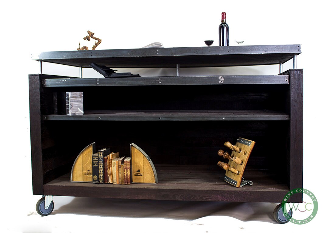 Chalkboard Hostess Stand or Bar - Magnifique - made from reclaimed CA wine barrels with Chalkboard front. 100% Recycled!