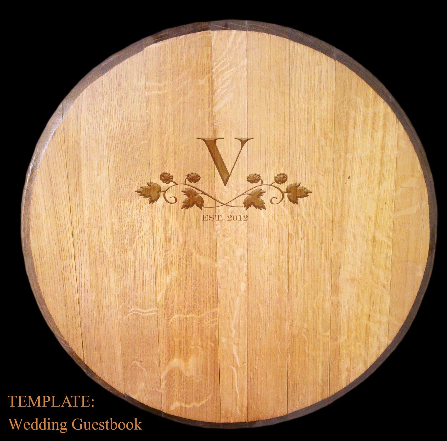 Wine Barrel Personalized Wal Art or Wedding Guestbook - Signo - made from Napa wine barrel head with custom engraving