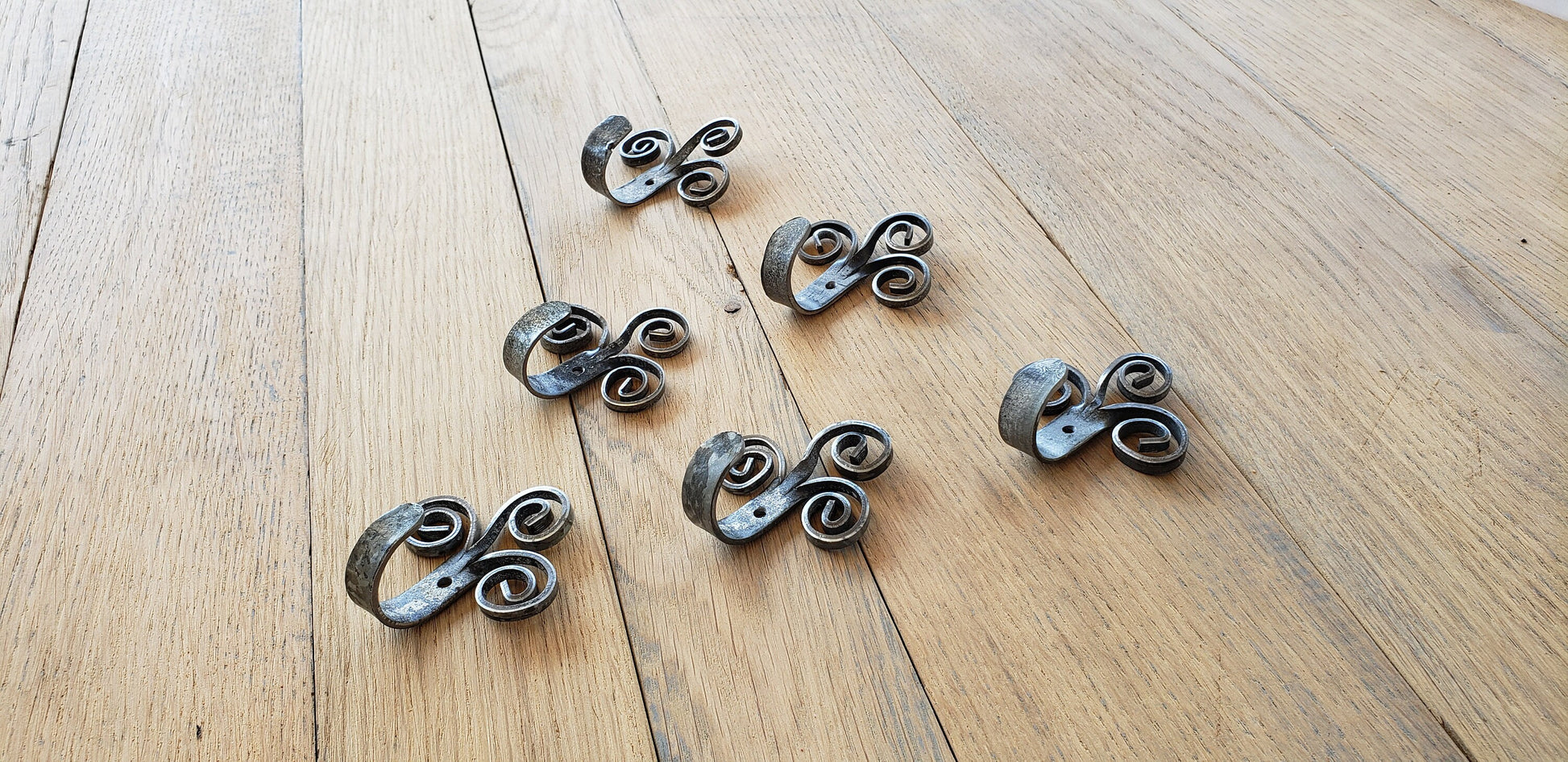 Wine Barrel Ring Wall Hooks - Florina - Set of 3 Made from retired California wine barrel rings. 100% Recycled!
