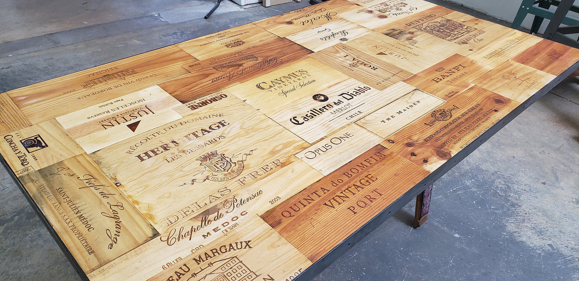 Wine Crate Dining Table - Tafla - Made from reclaimed wine barrels + wine crates 100% Recycled!