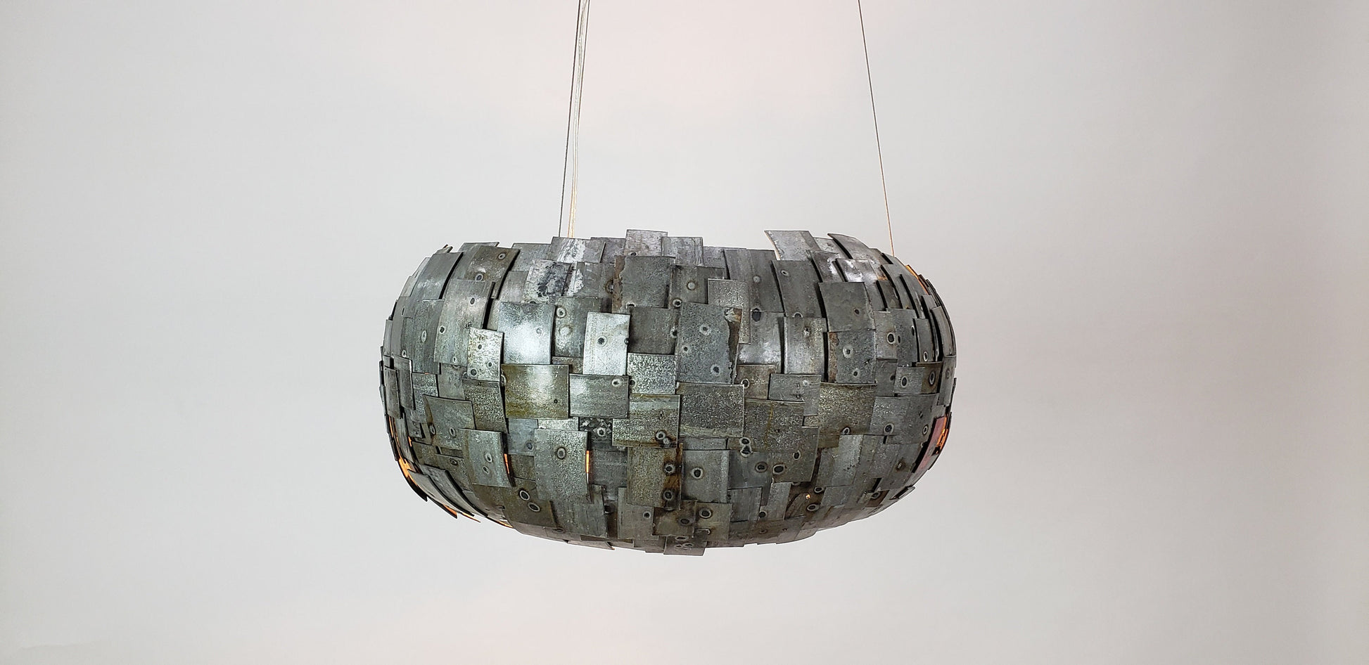 Wine Barrel Ring Chandelier - Satellite - Made from retired California wine barrel rings. 100% Recycled!