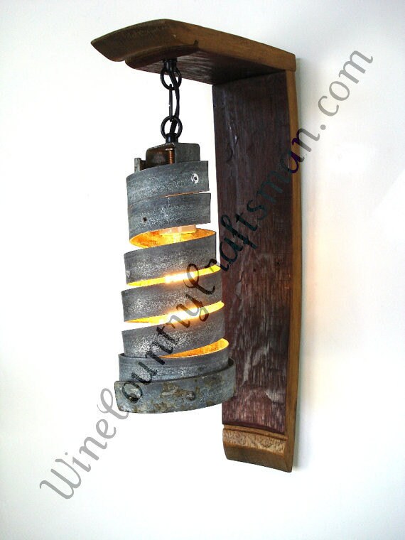 Wine Barrel Wall Sconce - Corba Classic - Made from retired California wine barrels. 100% Recycled!